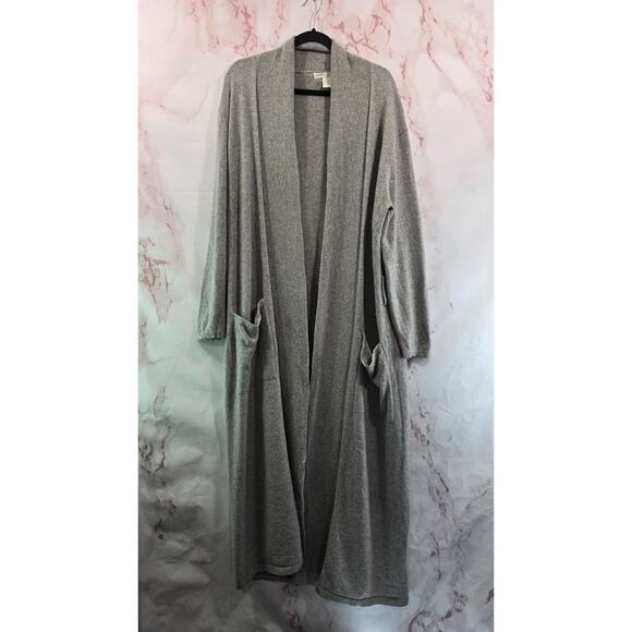 Vintage Cashmere Cardigan Womens S M L Duster Gray Long Maxi Midi Arlotta Robe